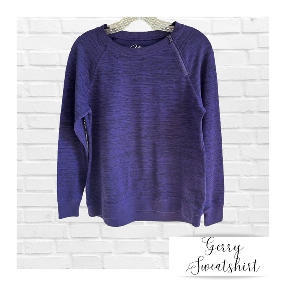 Gerry Journey Asymmetrical Zip Sweatshirt Purple and Black Raglan Sweatshirt - Picture 1 of 6